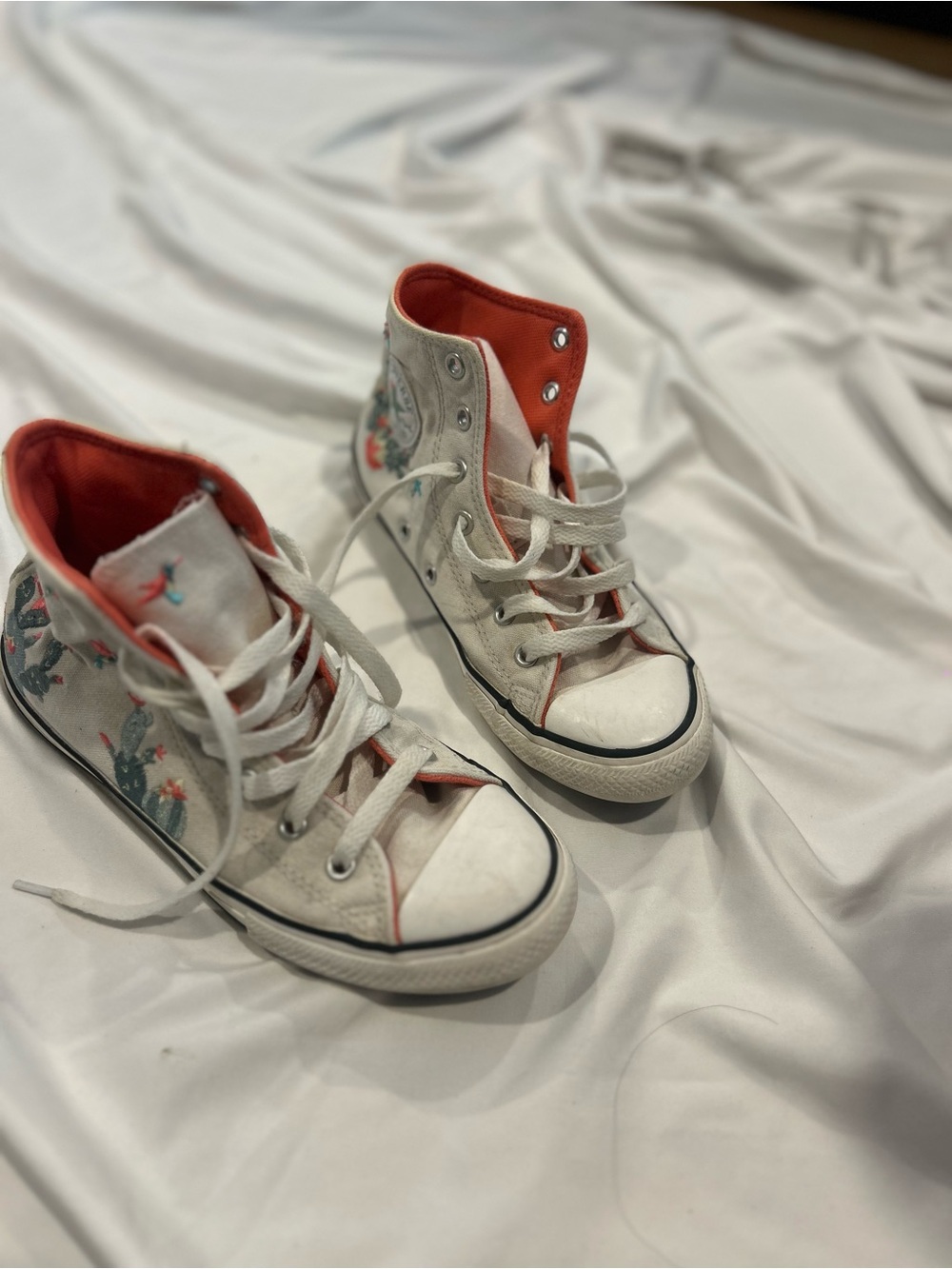 Converse Kids High-Top Sneakers White with Coral Accents